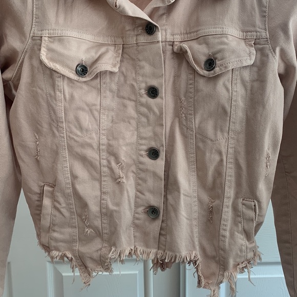 Pistache Light pink Distressed Jean Jacket - Picture 2 of 8